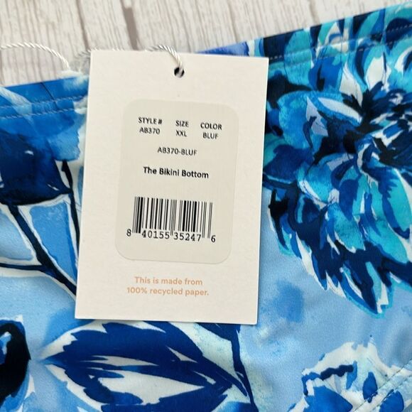 Andie The Bikini Bottom Swim Bottoms Bluff Blue Floral Low Rise - Picture 6 of 9